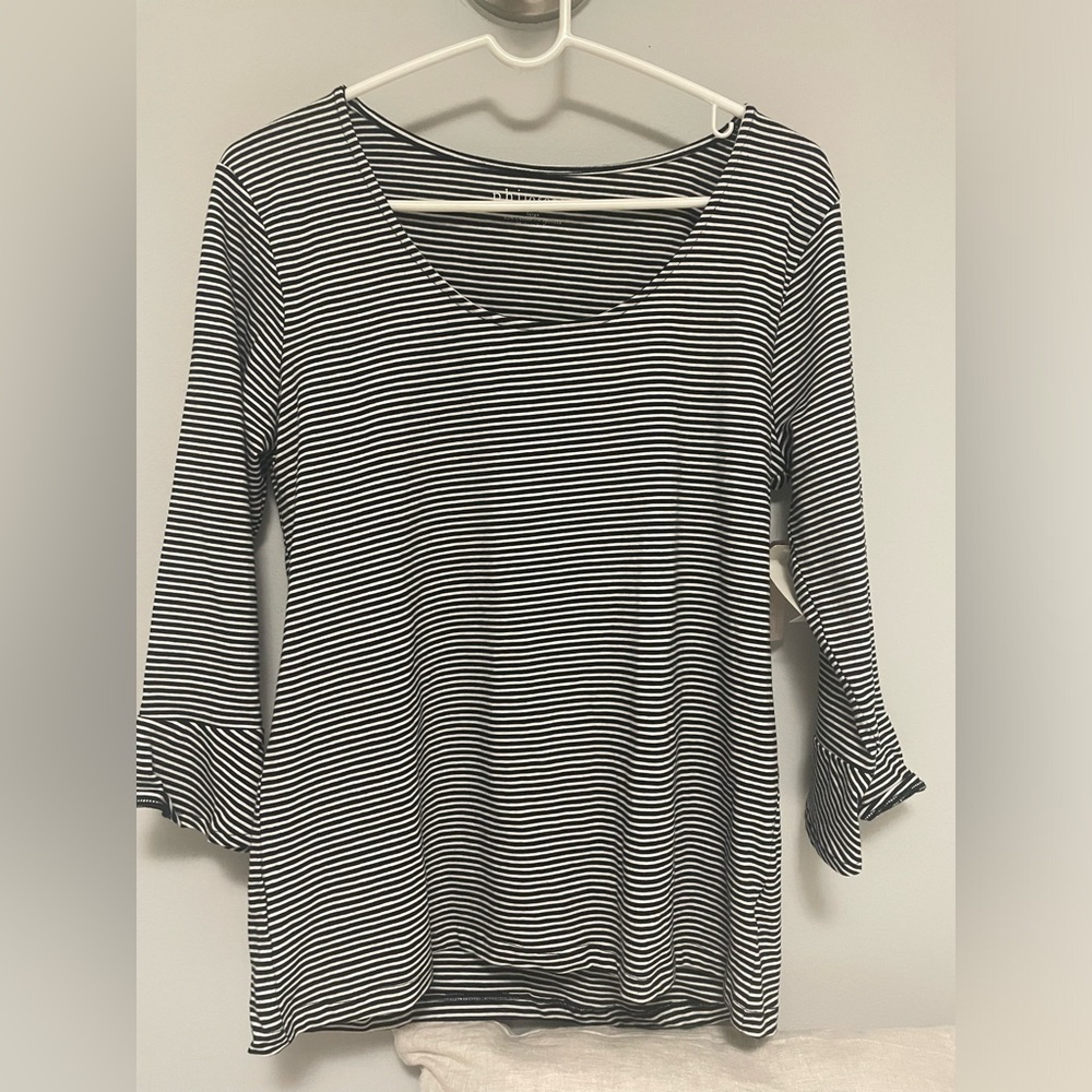 NWT Philosophy Black and White Striped Top